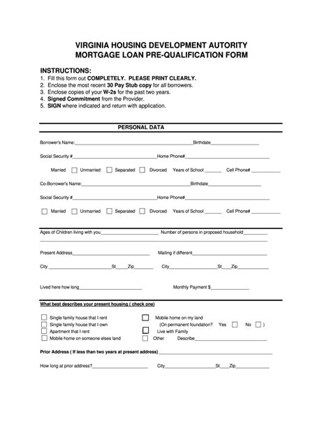 Prequalification Form Fill Out And Sign Printable Pdf