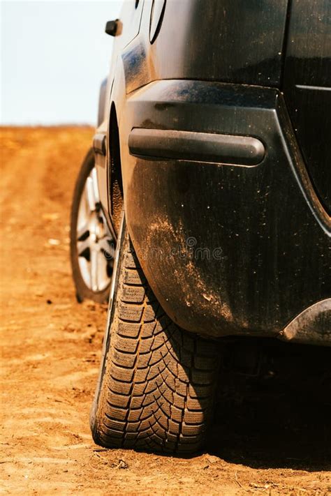 Close Up Of Car Tires On Dirt Country Road Stock Image Image Of Road