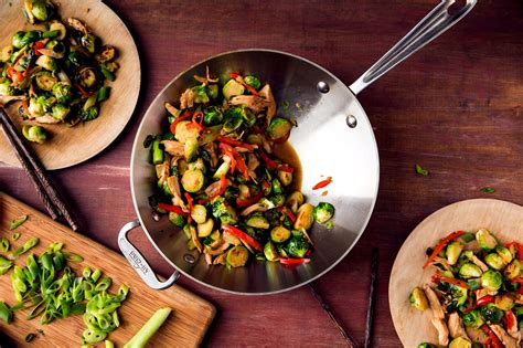 This hearty brussels sprouts and kale salad is full of crunchy nuts and bacon, and tossed with a tangy dressing. Stir-Fried Turkey and Brussels Sprouts Recipe - NYT Cooking