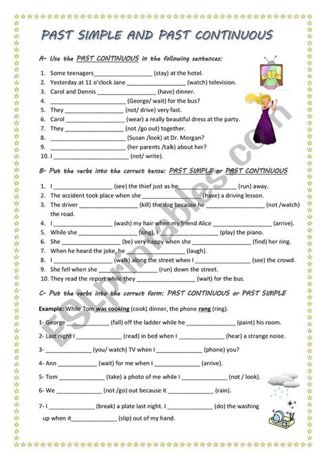 Past Simple And Past Continuous Esl Worksheet By Mmngr
