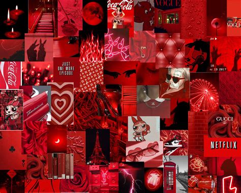 Red Grunge Aesthetic Wall Collage Kit Digital Download 60 Etsy Images
