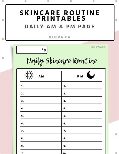 Skincare Routine Printable Daily Beauty Tracker Skincare Etsy