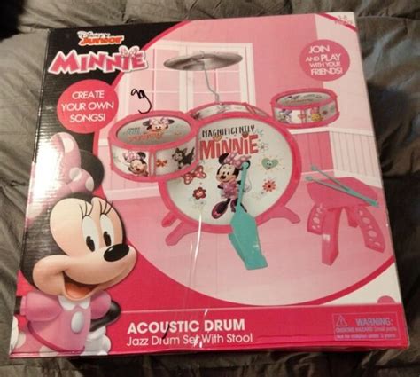 Disney Minnie Mouse Child Size 9 Pc Jazz Drum Set W Stool Age 3 8