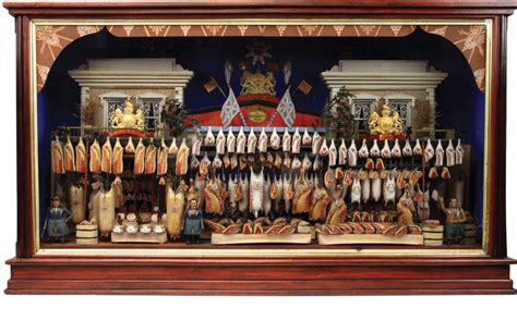 Late 19th Century English Butcher Shop With Butcher Figures And An