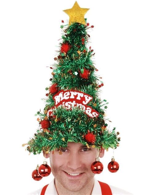 Christmas Tree Hat Christmas Tree Tinsel Hat With Baubles Costume