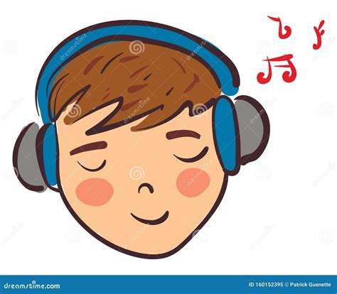 Clipart Of A Boy Listening To Music Vector Or Color Illustration Stock