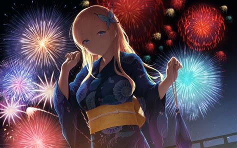 wallpaper anime girls kashiwazaki sena blonde boku wa tomodachi ga sukunai fireworks