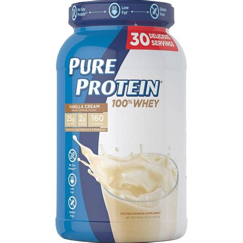 pure protein 100 whey powder vanilla cream 2 58 lbs
