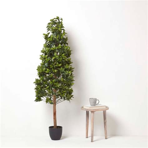 green artificial bay topiary tree in pyramid shape 5 ft tall