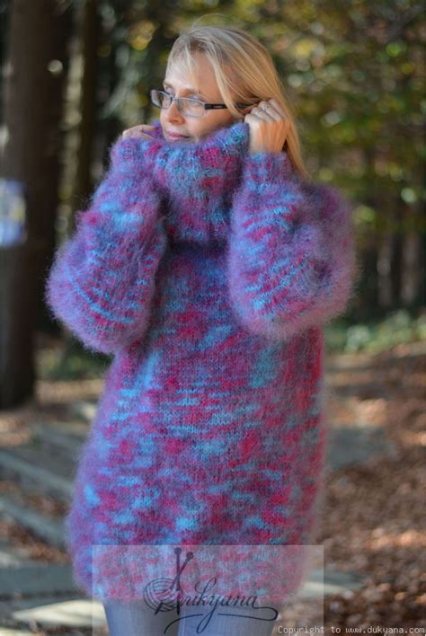 Handknit Warm And Silky Mohair Turtleneck Sweatert107
