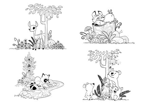 Woodland Forest Animals Coloring Pages For Children And Adults