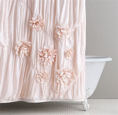 Washed Appliquéd Fleur Shower Curtain