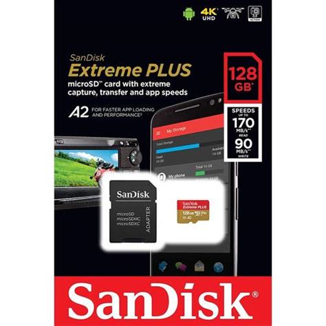 Sandisk 128gb extreme microsdxc microsd card u3 v30 a2 160mb/s for phone camera. SanDisk 128GB Extreme Plus V30 Micro SD Card (SDXC) UHS-I ...