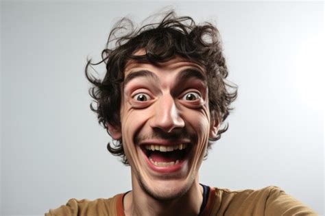Premium Ai Image Young Crazy Man Happy And Surprised Expression