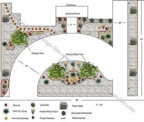 Circular Driveway On A Hillside This Plan Is A Xeriscape Front Yard