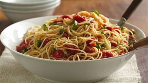Separate pasta with a fork, if needed. Angel Hair with Tomato and Basil Recipe - Tablespoon.com