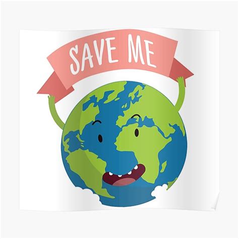 Save Earth Happy Cute Earth Day Planet Protect Environment Poster For