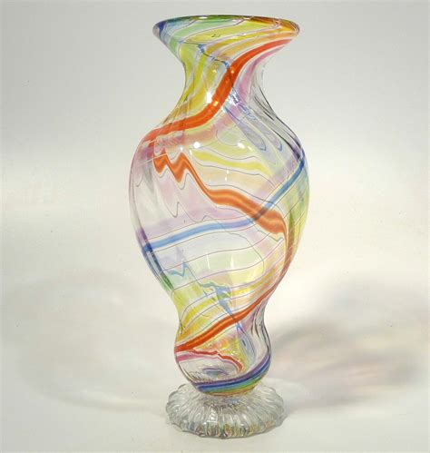 Hand Blown Glass Art Vase Made With Glass Canes Dirwood Etsy