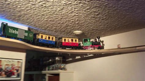 Lgb G Scale Ceiling Layout Lighted Cars Youtube