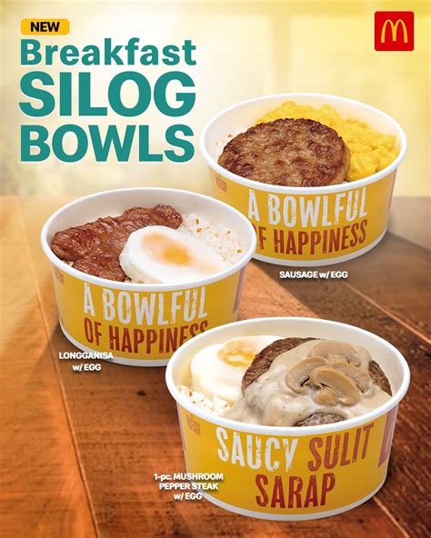 The mcdonald's breakfast menu includes all your favorite breakfast items! McDonald's Philippines Now Offers Silog Bowls