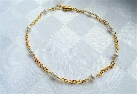 Freshwater Pearl Anklet Gold Pearl Anklet Pearl Ankle