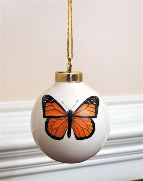 Monarch Butterfly Ornament Porcelain Ball Christmas Etsy Butterfly