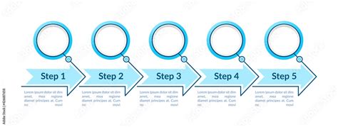 Blue Empty Circles Steps Vector Infographic Template Blank