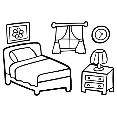 Premium Vector Single Cute Bedroom Coloring Page For Kids And Toddlers