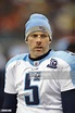 Closeup of Tennessee Titans QB Kerry Collins during game vs Chicago ...