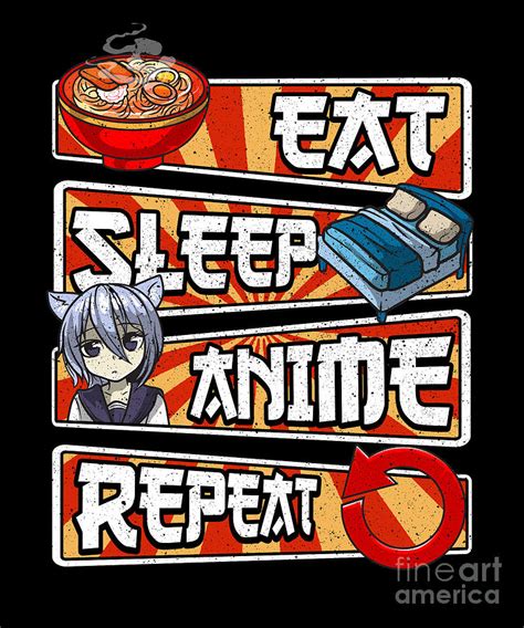 Eat Sleep Anime Repeat Cute Anime Obsessed 1 Digital Art By The