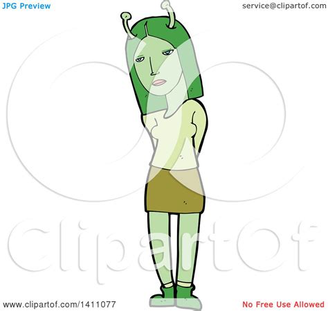 Clipart Of A Cartoon Female Alien Royalty Free Vector