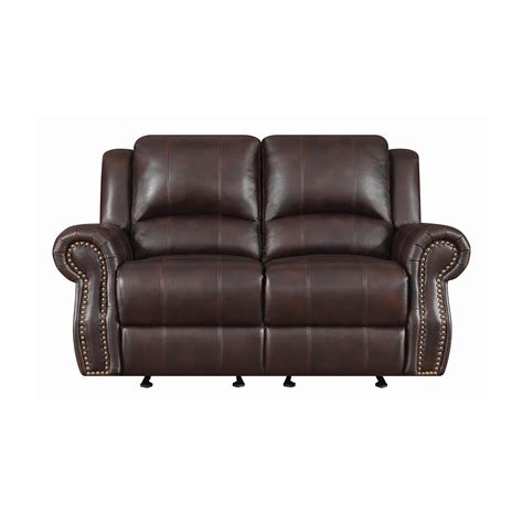 Contemporary Chestnut Faux Leather Glider Loveseat Coaster 603022