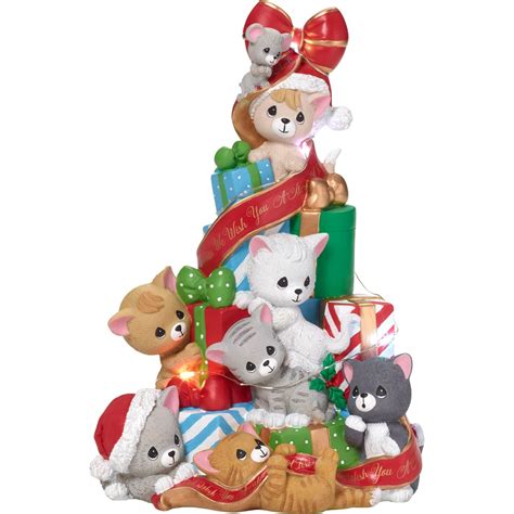 Precious Moments Cats And Mouse Led Christmas Tree Musical Figurine
