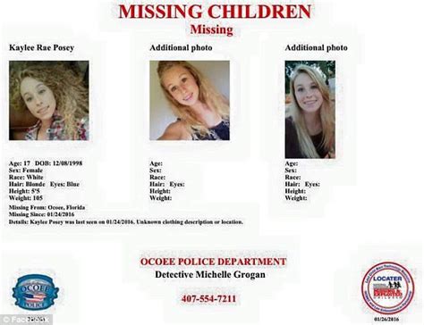 Florida Police Search For Kaylee Posey Who Vanished From Her Home A Week Ago Daily Mail Online