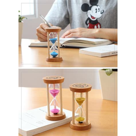 Cheap Hourglass Sand Timer 3 Minutes Sand Clock Round Watch Glass Wood