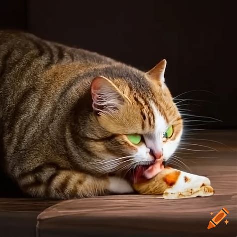 Fat Cat Eating A Burrito