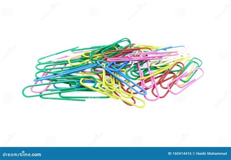 Colorful Paper Clips On White Paper Background Decorative Paper Clips