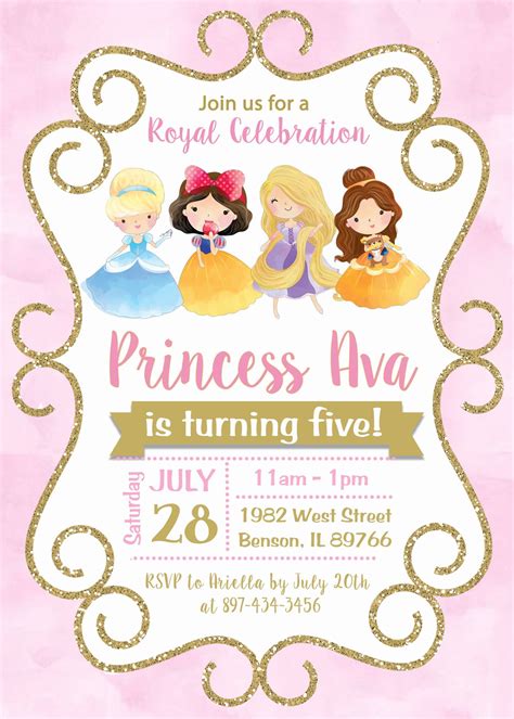 Princesa Cumpleaños Fiesta Invitación Fiesta Princesa Etsy Fiestas