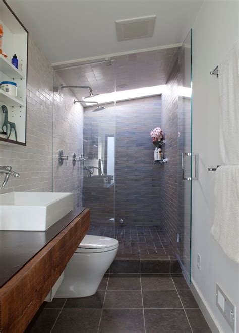 This long and narrow bathroom in melbourne, australia, doesn't hold back on style. Want to find a way to renovate my small master bath, but ...