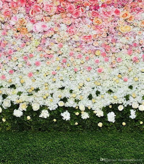 2019 Digital Printed Pink White Flowers Wall Backdrop For