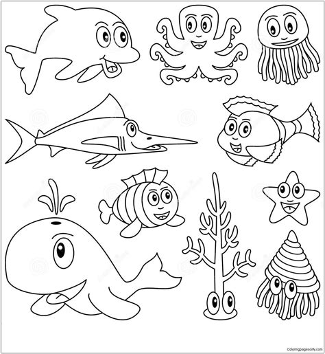 Sea Animals Coloring Pages Fish Coloring Pages