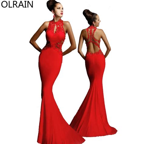 olrain women sexy sleeveless backless long mermaid prom ball gown dresses formal evening party