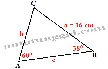 Mencari Panjang Sisi Segitiga Menggunakan Aturan Sinus Lengkap Anto