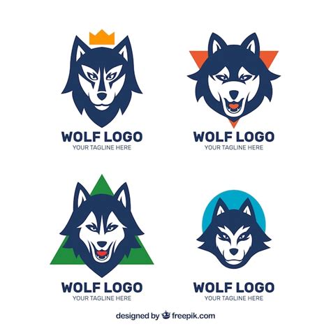 Colección De Logos De Lobo Con Diseño Plano Descargar Vectores Gratis