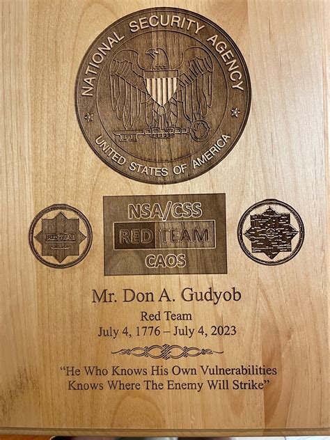 Nsacss Military Recognition Plaque Red Team