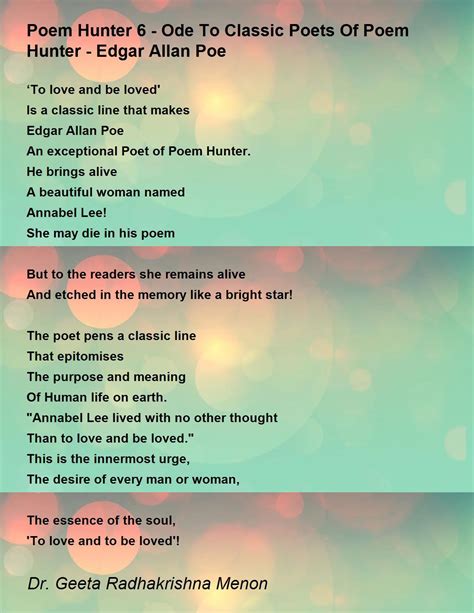 Poem Hunter 6 Ode To Classic Poets Of Poem Hunter Edgar Allan Poe