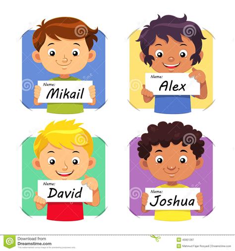 About 21 clipart for 'what is your name clipart'. Boys Name 1 stock vector. Illustration of children, blue ...