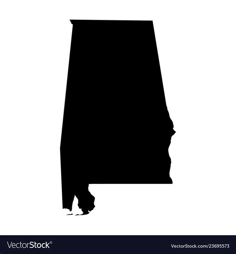 Alabama State Usa Solid Black Silhouette Map Vector Image