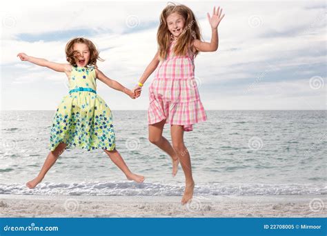Girls Enjoy Summer Day At The Beach Royalty Free Stock Photo Image