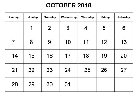 Free Printable Calendar October 2018 School Organizer Calendar Word